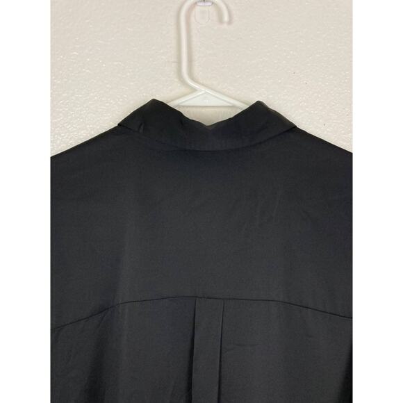 Black Tape Dress Tunic Shirt Black Button Front Long Sleeve Extra Large XL 16 - Picture 7 of 15